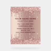 バラ金ゴールドグリッターカスタムビジネスアクリル標識 アクリルサイン (正面)