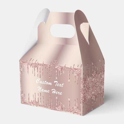 バラ金ゴールドグリッターカスタム文字あなたの名前ギフトボックス フェイバーボックス (正面サイド)