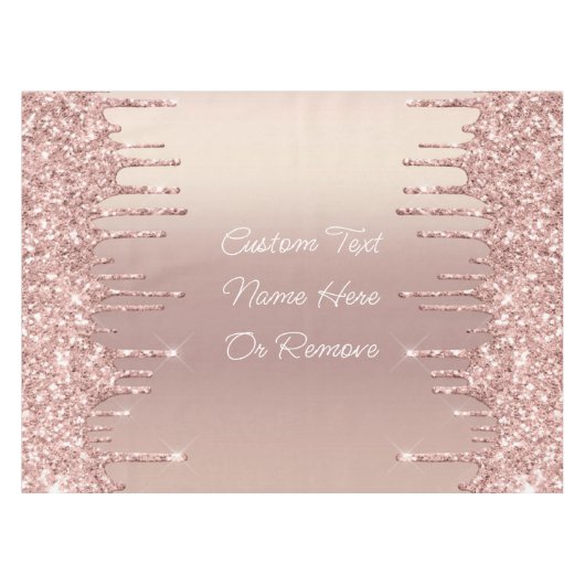 バラ金ゴールドグリッターカスタム文字あなたの名前テーブルクロス テーブルクロス (正面(横))