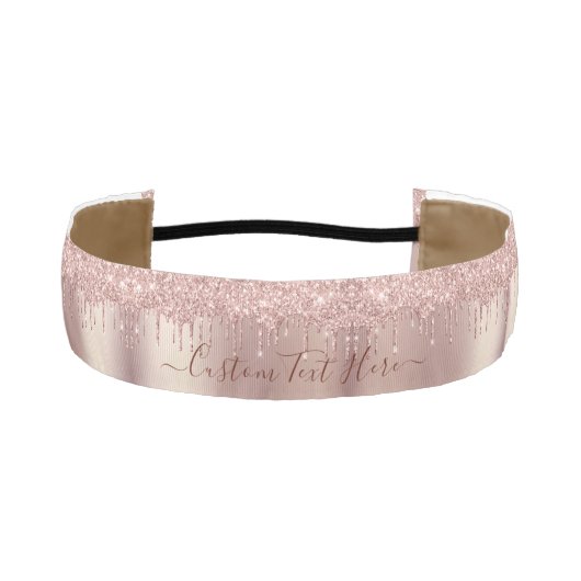 バラ金ゴールドグリッターカスタム文字アスレティックヘッドバンド アスレチックヘッドバンド (正面)