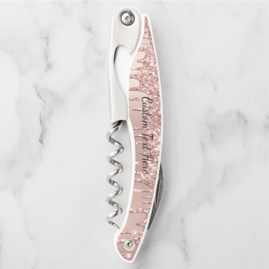 バラ金ゴールドグリッターカスタム文字ウェイターコルクねじ ソムリエナイフ (正面)