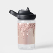 バラ金ゴールドグリッターカスタム文字ウォーターボトル ウォーターボトル (右面)