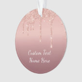 バラ金ゴールドグリッターカスタム文字クリスマスオーナメント オーナメント (正面)