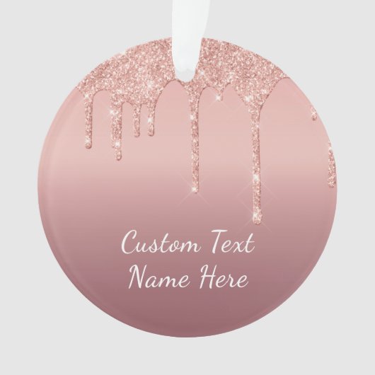 バラ金ゴールドグリッターカスタム文字クリスマスオーナメント オーナメント (正面)