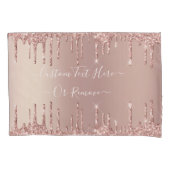 バラ金ゴールドグリッターカスタム文字ピローケース 枕カバー (正面)