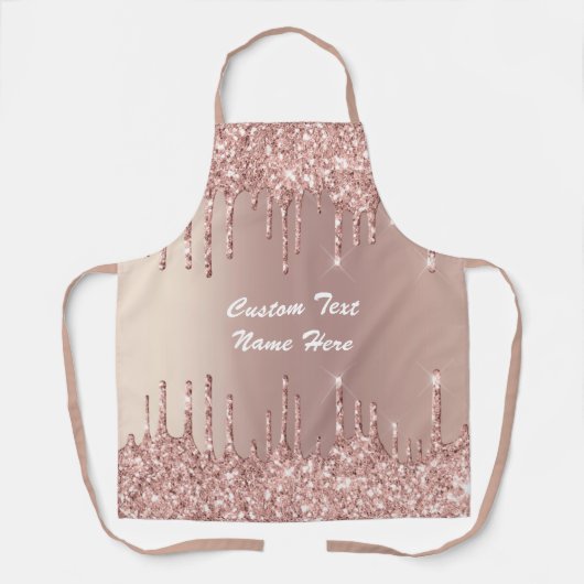 バラ金ゴールドグリッターカスタム文字名あなたのエプロンのギフト エプロン (正面)
