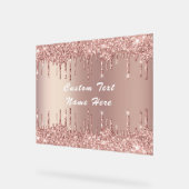 バラ金ゴールドグリッターカスタム文字名アクリル標識 アクリルサイン (傾斜)