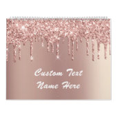 バラ金ゴールドグリッターカスタム文字名カレンダギフト カレンダー (カバー)