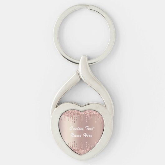 バラ金ゴールドグリッターカスタム文字名キーチェーンギフト キーホルダー (正面)