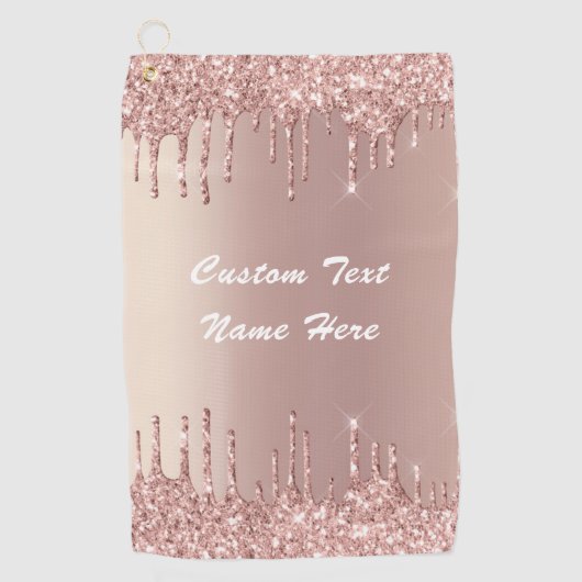 バラ金ゴールドグリッターカスタム文字名ゴルフタオル ゴルフタオル (正面)