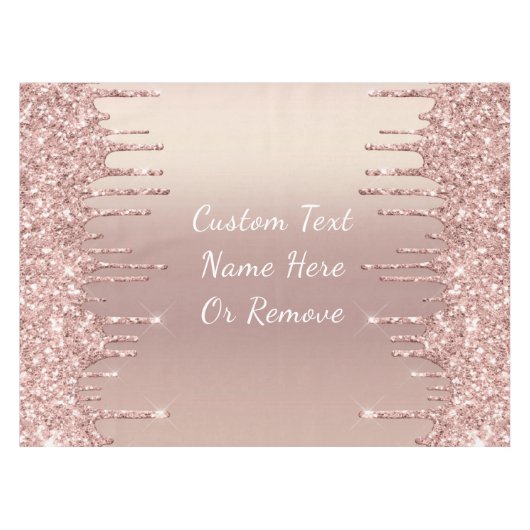 バラ金ゴールドグリッターカスタム文字名テーブルクロス テーブルクロス (正面(横))