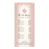 バラ金ゴールドグリッターカップケーキベーカリーパティシシェフメニュー ラックカード (正面)