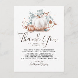 バラ金ゴールドグリッターカボチャとグリーンリーサンキュー ポストカード