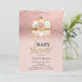 バラ金ゴールドグリッターカボチャ台車ベビーシャワー 招待状 (スタンド正面)