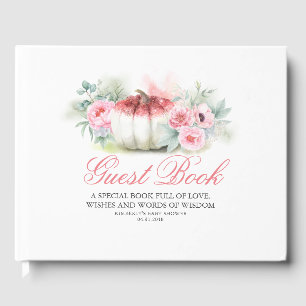 バラ金ゴールドグリッターカボチャ秋ベビーシャワー ゲストブック