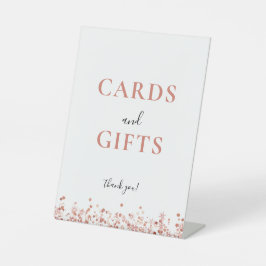 バラ金ゴールドグリッターカードのギフトサイン 台座サイン