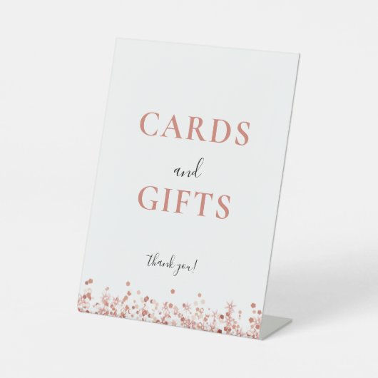 バラ金ゴールドグリッターカードのギフトサイン 台座サイン (正面)