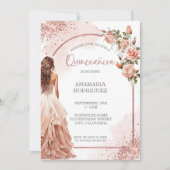 バラ金ゴールドグリッターガウン赤面フローラキンセアニェラ 招待状 (正面)