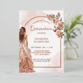 バラ金ゴールドグリッターガウン赤面フローラキンセアニェラ 箔招待状 (立ち正面)