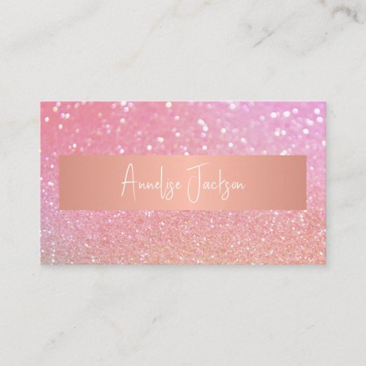 バラ金ゴールドグリッターガーリーシグネチャースクリプト 名刺 (正面)