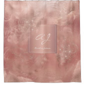 バラ金ゴールドグリッターガーリーシックモダングラムモノグラム シャワーカーテン (正面)