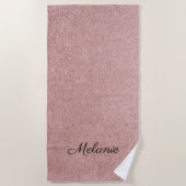 バラ金ゴールドグリッターガーリースパークルピンク ビーチタオル (正面)