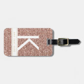 バラ金ゴールドグリッターガーリーピンクモモダンノグラム ラゲッジタグ (正面横)