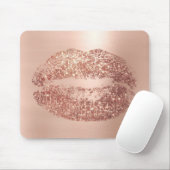 バラ金ゴールドグリッターガーリー美しいリップキスピンク マウスパッド (マウス)