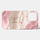 バラ金ゴールドグリッターガーリー金ゴールドモノグラムかわいらしピンク Case-Mate iPhoneケース (裏面 (横))