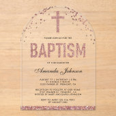 バラ金ゴールドグリッターガールズアーチバプテスマ アクリル招待状 (正面)