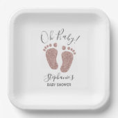 バラ金ゴールドグリッターガールズベビーシャワー ペーパープレート (正面)