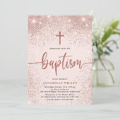 バラ金ゴールドグリッターガールバプティスフォト 招待状 (スタンド正面)