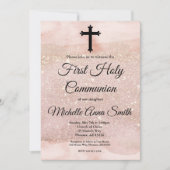 バラ金ゴールドグリッターガール1stファーストホーリーコミュニオン 招待状 (正面)
