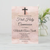 バラ金ゴールドグリッターガール1stファーストホーリーコミュニオン 招待状 (スタンド正面)