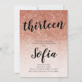 バラ金ゴールドグリッターガー10代のル誕生日パーティー 招待状 (正面)