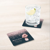 バラ金ゴールドグリッターキンセアニラ15th誕生日バルーン スクエアペーパーコースター (インサイチュ)