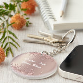 バラ金ゴールドグリッターキーチェカスタムーン文字 キーホルダー (正面右)