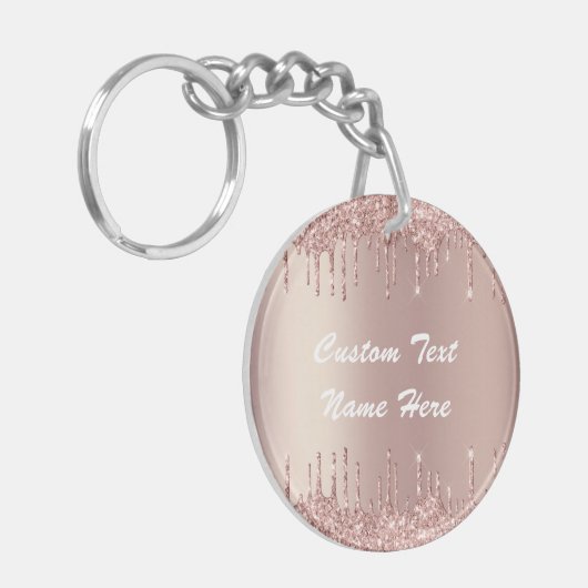 バラ金ゴールドグリッターキーチェカスタムーン文字 キーホルダー (正面左)