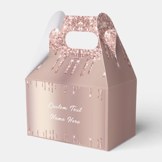 バラ金ゴールドグリッターギフトボックスカスタム文字名 フェイバーボックス (正面サイド)