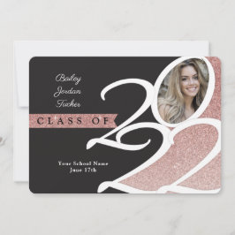 バラ金ゴールドグリッタークラス2022写真卒業 案内状