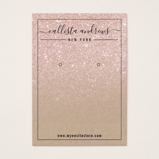 バラ金ゴールドグリッタークラフト紙イヤリングディスプレイカード (正面)