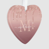 バラ金ゴールドグリッタークリスマスオーナメントパーソナライズされた オーナメント (正面)