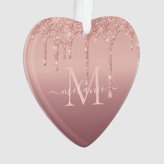 バラ金ゴールドグリッタークリスマスオーナメントパーソナライズされた オーナメント (正面)