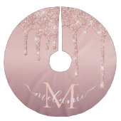 バラ金ゴールドグリッタークリスマスツリースカート名前をカスタムする ブラッシュドポリエステルツリースカート (正面)