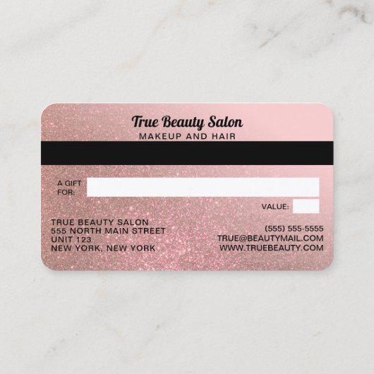 バラ金ゴールドグリッタークレジットカード贈与証明書 名刺 (裏面)