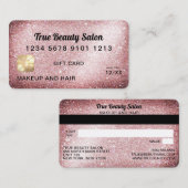 バラ金ゴールドグリッタークレジットカード贈与証明書 名刺 (正面/裏面)