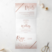 バラ金ゴールドグリッターグラデーションタイポグラフィホワ結婚イト 三つ折り招待状 (内部)