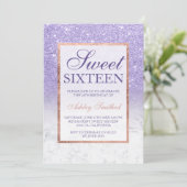 バラ金ゴールドグリッターグラデーションパープルシックスウィート16 招待状 (スタンド正面)