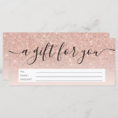 バラ金ゴールドグリッターグラデーションピンクのギフト券 (正面/裏面)