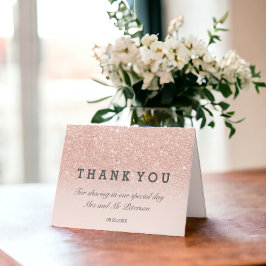 バラ金ゴールドグリッターグラデーションピンクサンキュー結婚ズ カード